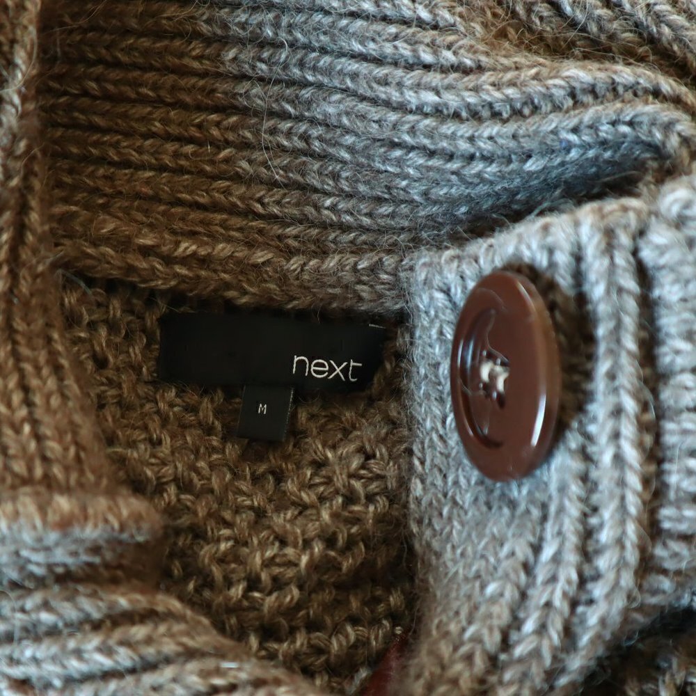 NEXT Italy Alpaca Wool Blend Taupe Button Front Poncho Ruana Cardigan Sweater M - Picture 6 of 6